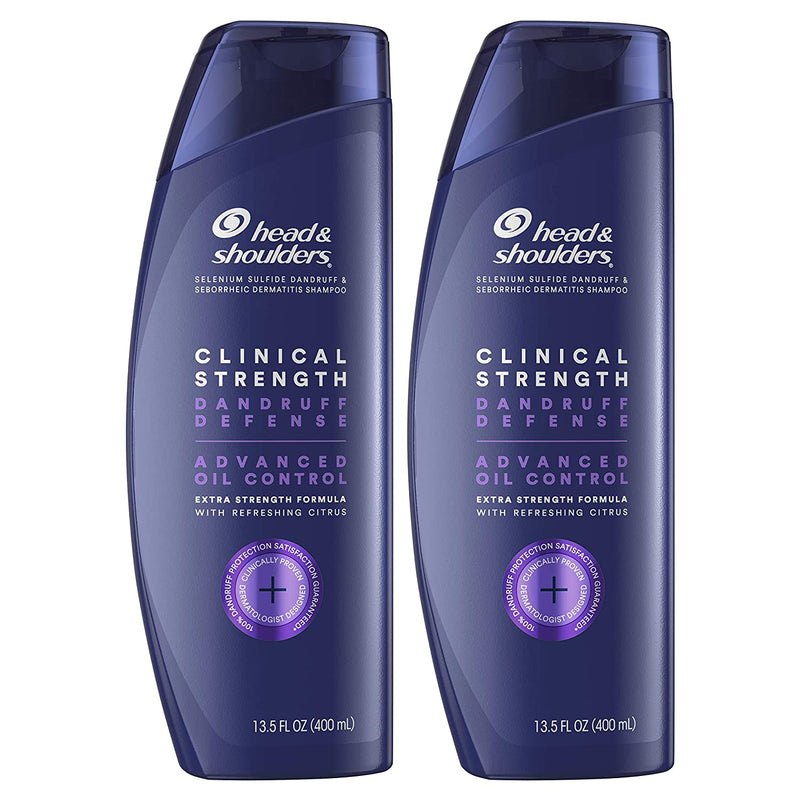 Head & Shoulders Clinical Strength Dandruff Shampoo Twin Pack, Advanced Oil Control with Refreshing Citrus, 13.5 Oz Each Head & Shoulders