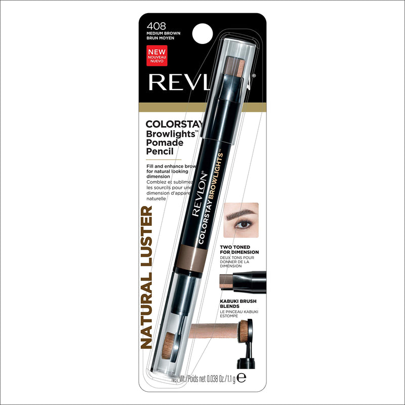 Revlon Colorstay Browlights Pencil, Eyebrow Pencil & Brow Highlighter, Medium Brown, 0.038 REVLON