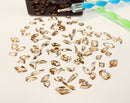 DUPOINT 200 Pc Champagne color And Black Mixed Flat Specialshaped Diamond Nail Art Rhinestones Diamonds Crystals Beads Pendants Multi Style for 3D Transparent iridescence Gems Set, Red,Yellow,Blue DUPOINT