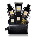 Bath and Body Spa Gift Baskets Set for Men - Sandalwood Amber - 7Pc Full Size Spa Kit in Toiletry Bag - Fathers Day Gifts For Husband, Dad From Wife, Daughter Son, Birthday Gifts For Him Infinity Warehouse