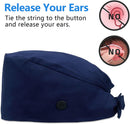 QBA Adjustable Working Cap with Button, Cotton Working Hat Sweatband, Elastic Bandage Tie Back Hats for Women & Men, One Size QBA