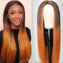 UNice Hair 10A Silk Base Fake Scalp Ombre Lace Closure Wigs Straight Hair Wig Middle Part, Brazilian Human Hair T-Part Lace Closure Wig Pre Plucked with Baby Hair for Women T4/30 Color 150% Density 22inch UNICE Store