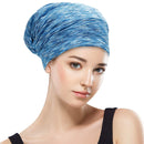 Satin Lined Hair Cover Sleep Cap - Adjustable Stay on No Fading Slouchy Skull Night Sleeping Beanie for Frizzy Natural Curly Hair Protection - Heather Skyblue GB Selected