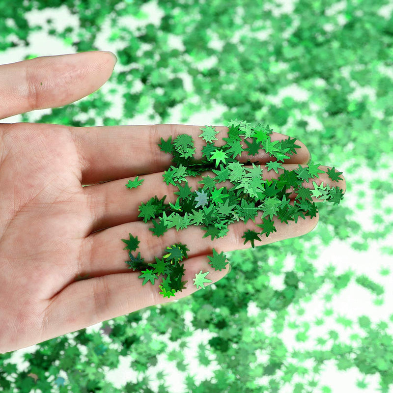 20 Grams Weed Leaf Glitter Festival Pot Leaves Nail Body Art Decoration for DIY Festival Makeup Accessories (Green) Blulu