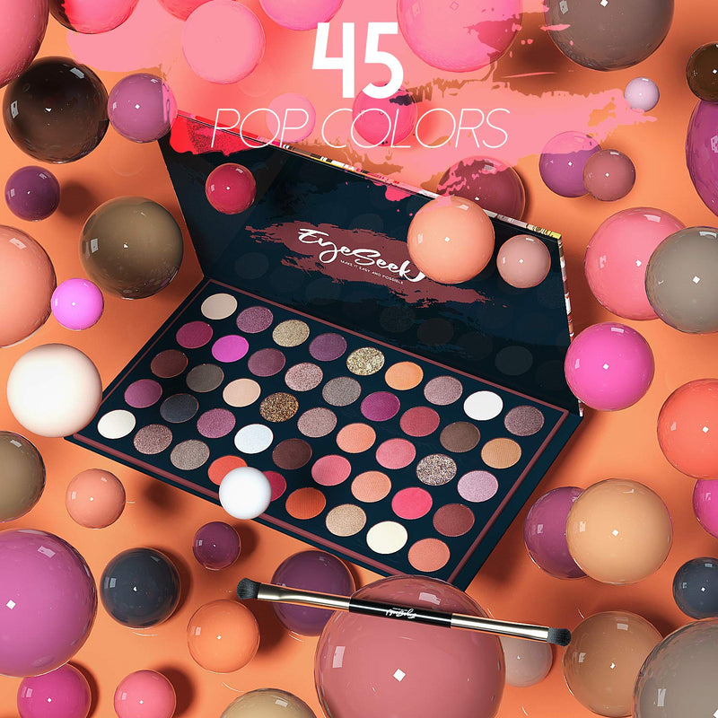 EYESEEK Matte Eyeshadow Palette Makeup Brushes Set 45 Shades Shimmer Smoky Glitter Eyeshadow Pallet High Pigmented Metallic Makeup Palette Long Lasting Waterproof Eye Shadow
