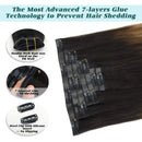 GOO GOO Seamless Hair Extensions Clip in 18 Inch Balayage Dark Brown Fading to Chestnut Brown and Dirty Blonde Hair Extensions 130g 7pcs Remy Hair Extensions with PU Weft Thick Clip in Hair for Women GOO GOO