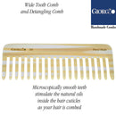 Giorgio G30 Large 5.75 Inch Hair Detangling Comb, Wide Teeth for Thick Curly Wavy Hair. Long Hair Detangler Comb For Wet and Dry. Handmade of Cellulose, Saw-Cut, Hand Polished, Ivory 2 Pack GIORGIO