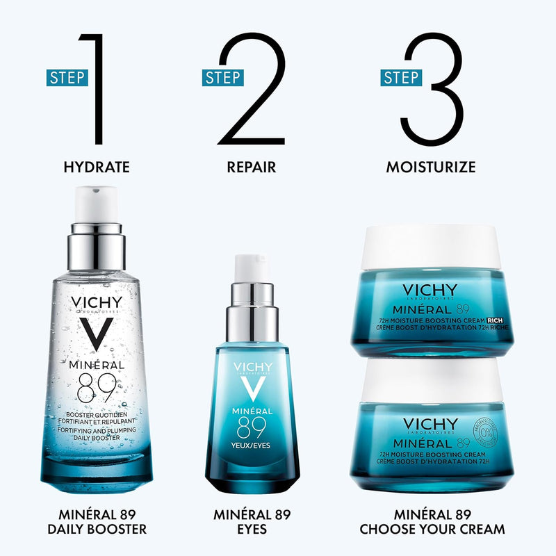 Vichy Mineral 89 Booster, Pure Hyaluronic Acid Serum for Face with Volcanic Mineral Water for Skin Barrier Repair, Plumps & Hydrates, Lightweight Moisturizing Gel, Oil-Free, Non-Sticky Infinity Warehouse