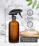 LiBa Amber Glass Spray Bottles 2 Pack, 16 oz Refillable Empty Spray Bottle for Cleaning, Essential Oils, Hair, Plants, Adjustable Nozzle for Squirt and Mist, Bleach/Vinegar/Rubbing Alcohol Safe LiBa