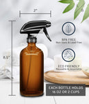 LiBa Amber Glass Spray Bottles 2 Pack, 16 oz Refillable Empty Spray Bottle for Cleaning, Essential Oils, Hair, Plants, Adjustable Nozzle for Squirt and Mist, Bleach/Vinegar/Rubbing Alcohol Safe LiBa