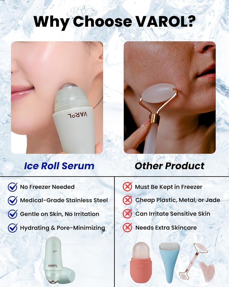 Ice Roll Serum | Cooling & Hydrating Roll-On Serum for Face, Puffy Eyes, Tannin & Panthenol for Pore Minimizing, Soothing, Facial Roller for Depuffing, Under Eye Bag Treatment | Korean Skin Care Infinity Warehouse