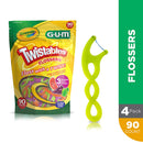 GUM Crayola Twistables Flossers, Fluoride Coated, Twisted Fruit Flavors, Ages 3+, 90 Count (Pack of 4) GUM Store