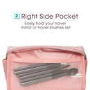 Large Vegan Leather Makeup Bag Zipper Pouch Travel Cosmetic Organizer for Women and Girls (Large, Pink) Narwey
