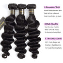 Peruvian Loose Deep Wave Bundles with Closure, 9A Virgin Hair Long Loose Deep Hair 3 Bundles with 4x4 Top French Lace Closure with Baby Hair (22/24/26+20 Inch, 3 Bundles+Free Part Closure) DONG H hair