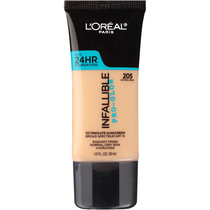 L'Oreal Paris Makeup Infallible Up to 24HR Pro-Glow Foundation, 205 Natural Beige, 1 fl; oz. L'Oréal Paris
