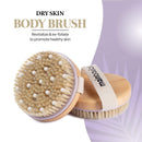 MainBasics Natural Bristle Dry Body Brush Exfoliating Body Scrubber with Massage Nodules for Dry Skin, Cellulite and Lymphatic Drainage MainBasics