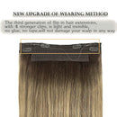 GOO GOO Human Hair Extensions Halo Hair Ombre Chocolate Brown to Honey Blonde 70g 12 Inch Hairpiece Remy Wire Hair Extensions Halo Straight Invisible Hair Extensions with Fish Line GOO GOO