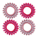 Kitsch Spiral Hair Ties, Coil Hair Ties, Phone Cord Hair Ties, Hair Coils - 4 Pcs, Metallic Pink Crush Kitsch