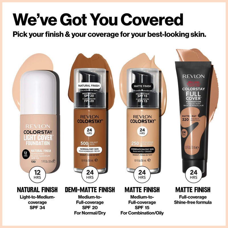 Revlon ColorStay Light Cover Liquid Foundation, Hydrating Longwear Weightless Makeup with SPF 35, Light-Medium Coverage for Blemish, Dark Spots & Uneven Skin Texture, 280 Tawny, 1 fl. oz. REVLON