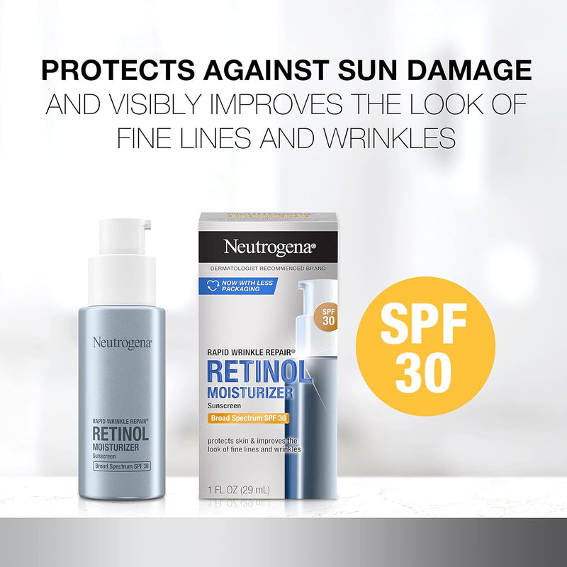 Neutrogena Rapid Wrinkle Repair Retinol Face Moisturizer with SPF 30, Daily Anti-Aging Face Cream, Retinol & Hyaluronic Acid & Trial Size Hydro Boost Facial Cleanser, 0.5 fl. oz Infinity Warehouse