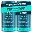 Oars + Alps Aluminum Free Deodorant for Men | Long Lasting Odor Protection, Clear & Free of White Residue, Anti-Chafing Smooth Glide, Dermatologist Tested, Deep Sea Glacier, 2pk, 2.6oz Infinity Warehouse