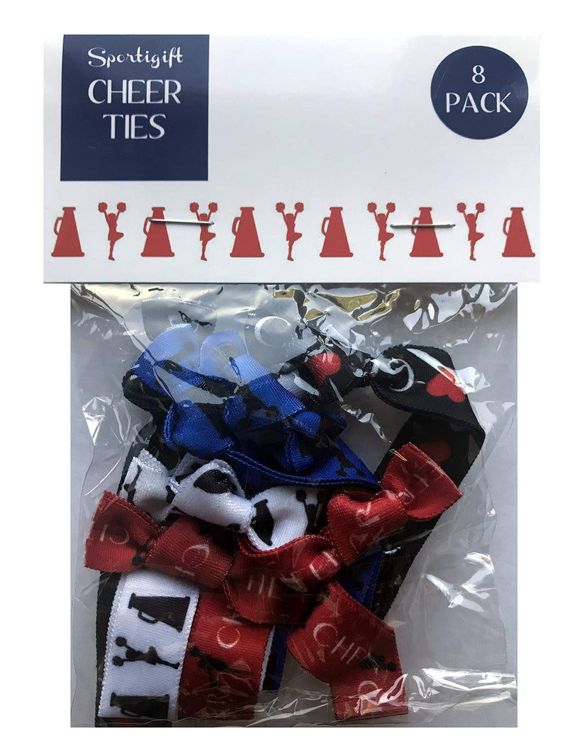 8 Piece Cheerleading Hair Elastic Set - Accessories for Cheerleaders, Cheer Coaches, Stunt Partners, Cheer Teams, Cheer Classmates and Friends, Women, Girls - MADE in the USA Sportigift