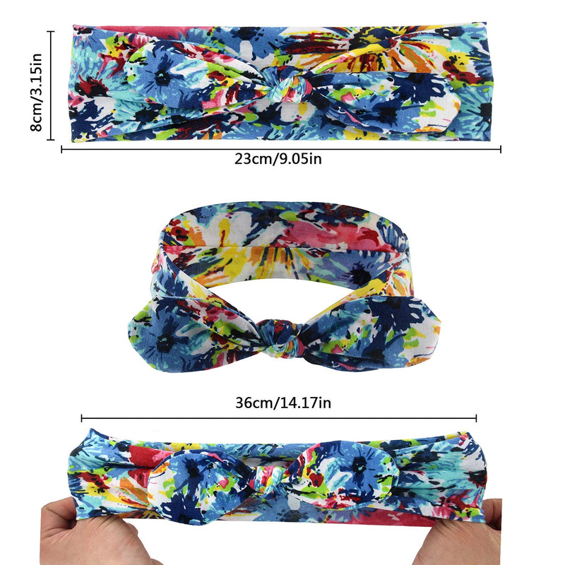 Yeshan Bow Headbands for Women Boho Wide Bandana Headbands Flower Printed Rabbit Ears Hair Bands Fashion and Sport Hair Accessories for Women and Girls,Pack of 6 Yeshan