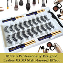 3D Magnetic Eyelashes with Eyeliner Kit - 7C SevenCrown Magnetic Lashes Natural Looking with Upgraded 4 Tubes of Liner Waterproof, Long Lasting,10 Pairs Reusable False Eyelashes Easy to Apply. Infinity Warehouse