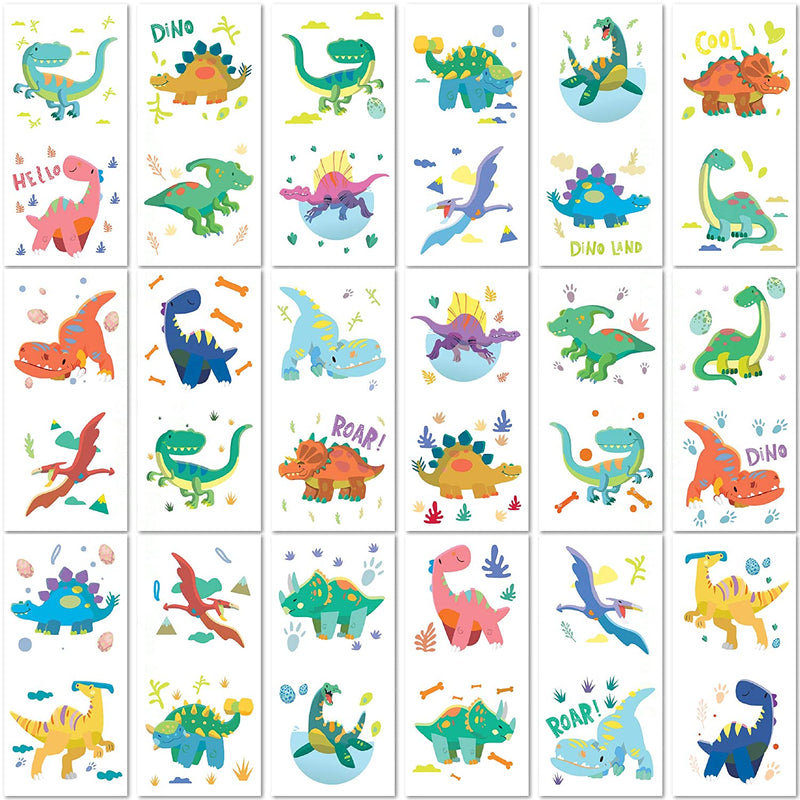 PapaKit Party Dinosaurs 36 Temporary Fake Tattoo Set, 18 Individually Wrapped Sheets | Kids Girls & Boys Birthday Party Favor Gift Reward, Non-Toxic Food Grade Ingredients Safe Removable PapaKit Store
