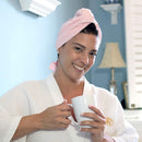 Microfiber Hair Drying Towel for Curly Hair - Smooth Microfiber, Ultra-Fine and Untextured - for Fast-Drying, Undamaged, Tangle-Free Hair - (40 in. x 27.5 in.) - Pink - The Perfect Haircare THE PERFECT HAIRCARE