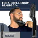 Arkam Premium Beard Straightener for Men - Ionic Technology Heated Beard Brush - Includes Dual Action Fine Wooden Comb & Travel Bag Arkam
