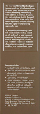 St. James of London Cedarwood & Clarysage Shave Cream Tube, 2.6oz St James of London