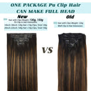 GOO GOO Seamless Hair Extensions Clip in Human Hair 20 Inch Balayage Dark Brown to Chestnut Brown 7pcs 150g PU Clip in Hair Extensions Remy Thick Hair Extensions for Full Head GOO GOO