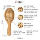SHARCA Premium Wooden Bamboo Hair Brush with Ball Tipped Bristles from Natural Wood. Organic, Biodegradable, No plastic Sharca