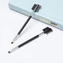 2 PCS Duo Eyebrow Brush, Angled Eyebrow Brush & Eyelash Comb Set Professional Eye Powder Foundation Brush TEOYALL