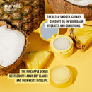 Kaja Lip Balm & Scrub - Balmy Bento | Clear Finish, Moisturize, Exfoliate, Smoothes Lips, Compact Travel Size, Piña Colada, 0.4 Oz Kaja