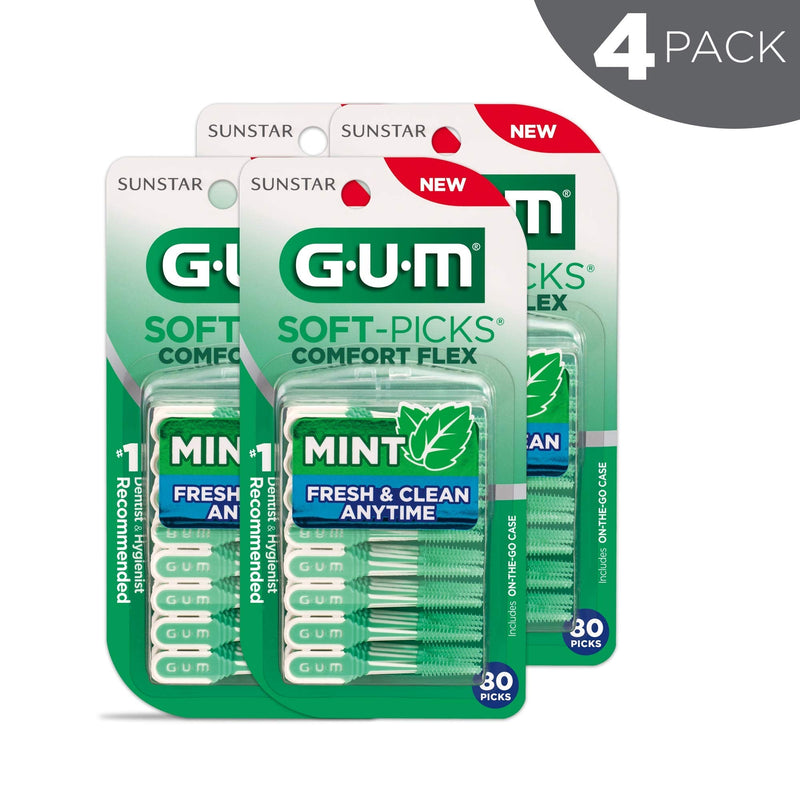 GUM - 6705RW Soft-Picks Comfort Flex Mint Dental Picks, New Invigorating Mint Flavor, 80 Count (Pack of 4) GUM