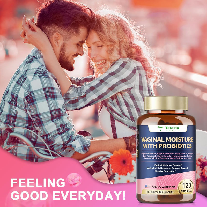 Vaginal Probiotics for Vaginal Moisturizer, pH, Odor, Flora, Hormones, Comfort, Mood & Relaxation, 30-in-1 Vaginal Moisture Plus with Slippery Elm Bark, Hyaluronic Acid, Fenugreek for Women - 120 Caps Infinity Warehouse