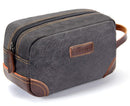 emissary Men's Toiletry Bag Leather and Canvas Travel Toiletry Bag Dopp Kit for Men Shaving Bag for Travel Accessories (Gray) emissary