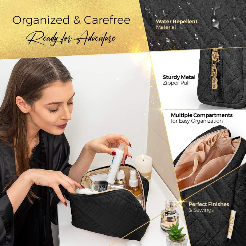 Large Cosmetic & Toiletry Bag, Zippered Makeup Pouch for Women & Girls, Travel Cute Organizer Suitable for Purse, Versatile Bag with Multiple Compartments for Makeup, Toiletries, Pencils, Accessories BOACAY Store