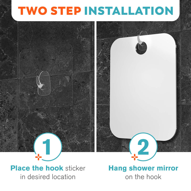 HONEYBULL Shower Mirror Fogless for Shaving - (Large 8x10in) Flat Anti Fog Mirror with Razor Holder for Shower, Mirrors, Shower Accessories, Bathroom Mirror, Bathroom Accessories, Holds Razors For Men HONEYBULL