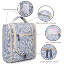 Hanging Travel Toiletry Bag Cosmetic Make up Organizer for Women and Men (Medium, Blue Leaf) Narwey