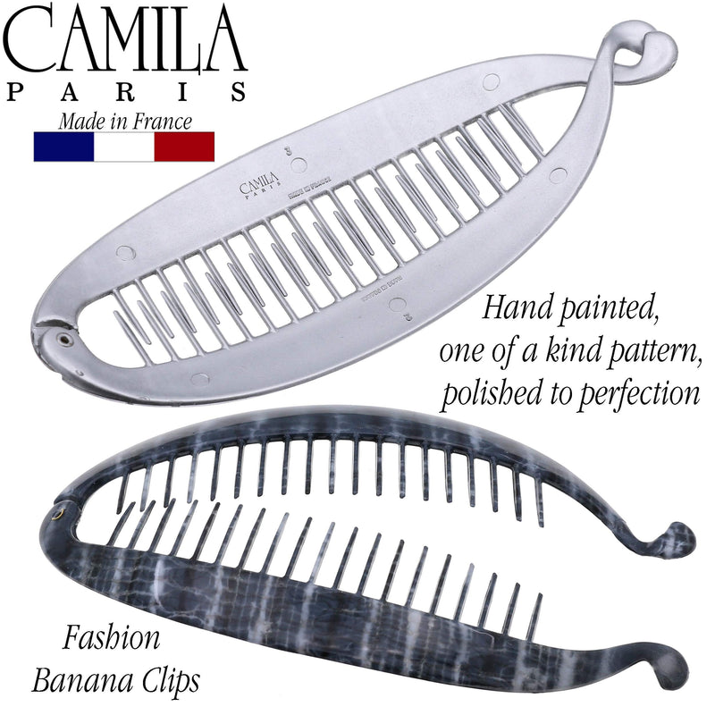 Camila Paris CP3100 7 inch French Banana Clip Hair Comb Classic Girls Updo Flexible Ponytail Holder Interlocking Banana Combs, Fashion Durable Styling Hair Accessories for Women, Made in France Camila