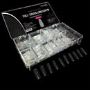 Vivace Clear Full Cover Long Coffin 500 Acrylic False Fake Nail Tips With Clear Plastic Case for Nail Salon Nail Shop (Clear F.C Long Coffin) Vivace