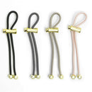 Pulleez Pony Party Sliding Ponytail Holder, Set of 4 - Gold Metalized Charms - Black/Dark Roast/Latte/Blush Elastic Hair Tie Bracelet Pulleez