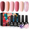 MILD EAST Gel Nail Polish Kit, 6 Colors Nude Pink Gel Nail Polish UV Gel Glitter Nail Polish with Acrylic Powder, Glossy/Matte Nail Polish Gift Set for Women MILD EAST