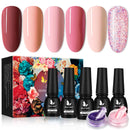 MILD EAST Gel Nail Polish Kit, 6 Colors Nude Pink Gel Nail Polish UV Gel Glitter Nail Polish with Acrylic Powder, Glossy/Matte Nail Polish Gift Set for Women MILD EAST