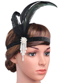 BABEYOND 1920s Flapper Headpiece Roaring 20s Great Gatsby Headband Black Feather Headband 1920s Flapper Gatsby Hair Accessories (White) BABEYOND