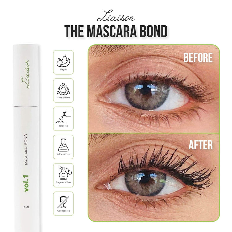Mascara Bond (4ml) Volumizing & Lengthening Mascara with Peptide Growth Complex for Long Lashes - No Clump, No Glue with Lash Growth Serum - Enhance Volume, Definition, and Strength for Fuller Lashes Infinity Warehouse