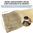 GOO GOO Halo Hair Extensions Blonde, 70g Ombre Human Hair Extensions 12 Inch Straight Real Invisible Wire Hair Extensions for Women Hidden Crown Hair Extensions with Transparent Line GOO GOO Store